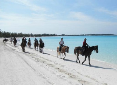 Horseback riding is a popular activity on this beautiful Bahamas island. 