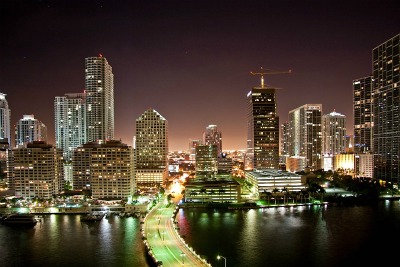 Downtown Miami at night.